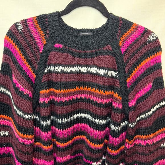 MOTHER Alpaca Blend Sweater Size XS Stripes Bell Sleeve Crop Sweater Chunky - Picture 3 of 12